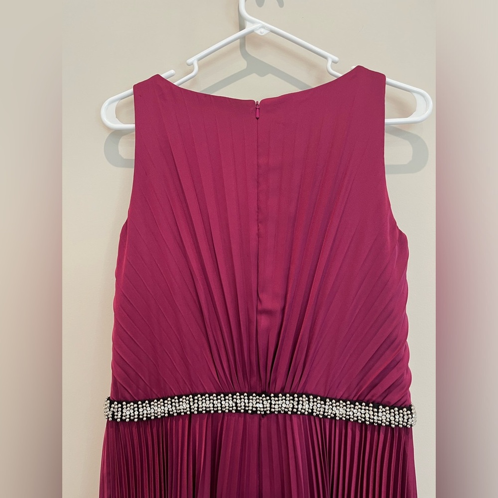 Ieena for Mac Duggal Crystal Pleated Satin A-Line Gown - Picture 8 of 9